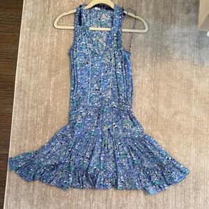 Floral Blue Sleeveless Dress